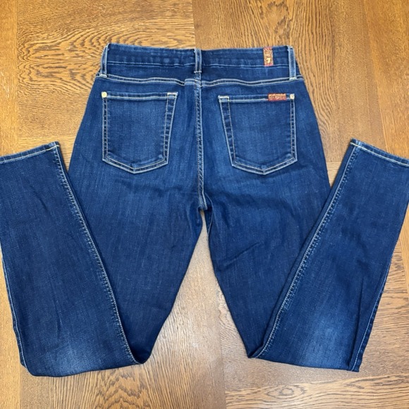 7 For All Mankind Jeans Womens 28 B(air) Ankle Skinny Dark Wash Blue Denim Logo - Picture 2 of 9